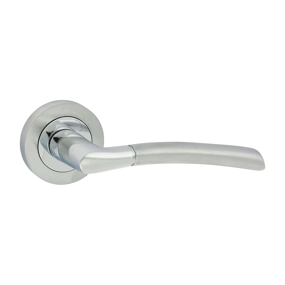 This is an image of Timco - Shavington Lever On Rose Handles - Polished & Satin Chrome 51mm (1 Pairs Blister Pack) 200006