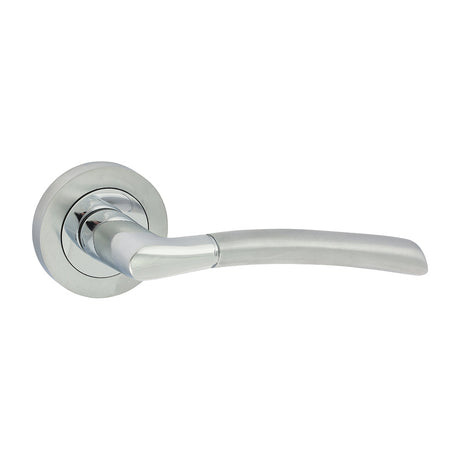 This is an image of Timco - Shavington Lever On Rose Handles - Polished & Satin Chrome 51mm (1 Pairs Blister Pack) 200006