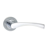 This is an image of Timco - Edleston Lever On Rose Handles - Polished & Satin Chrome 51mm (1 Pairs Blister Pack) 200010