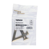 This is an image of Timco - Door Numeral 4 - Polished Brass 75mm (1 Each Bag) 200011