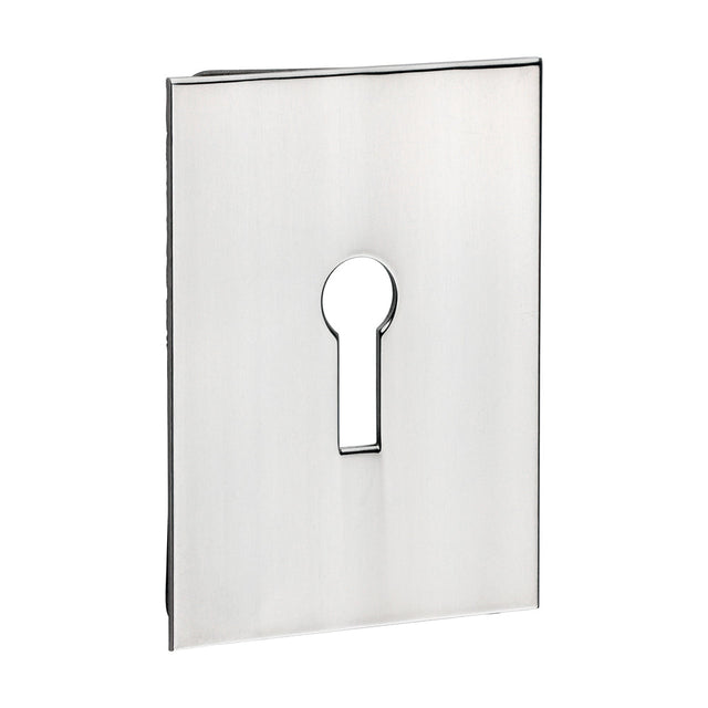 This is an image of Timco - Lock Profile Self-Adhesive Escutcheon - Oblong - Polished Stainless Steel 65 x 47 (1 Each TIMpac) 200027P