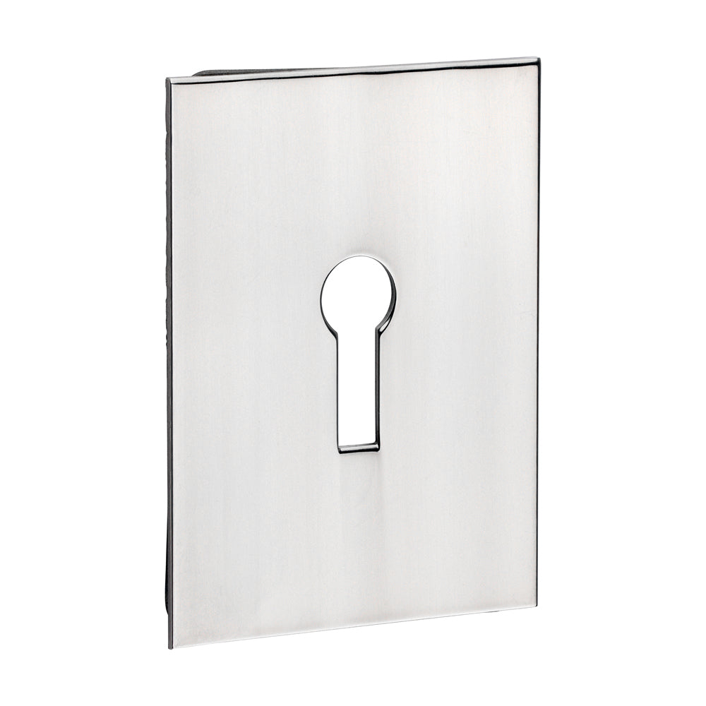 This is an image of Timco - Lock Profile Self-Adhesive Escutcheon - Oblong - Polished Stainless Steel 65 x 47 (1 Each Bag) 200027