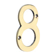 This is an image of Timco - Door Numeral 8 - Polished Brass 75mm (1 Each TIMpac) 200036P