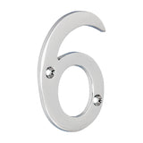 This is an image of Timco - Door Numeral 6 - Polished Chrome 75mm (1 Each TIMpac) 200051P