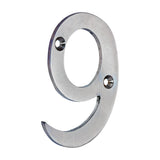 This is an image of Timco - Door Numeral 9 - Satin Chrome 75mm (1 Each TIMpac) 200052P