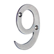This is an image of Timco - Door Numeral 9 - Satin Chrome 75mm (1 Each Bag) 200052