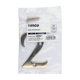 This is an image of Timco - Door Numeral 2 - Polished Brass 76mm (1 Each Bag) 200057