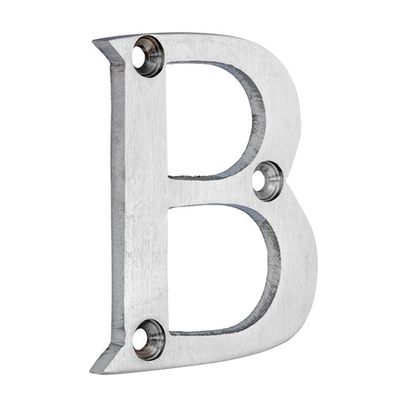 This is an image of Timco - Door Letter B - Satin Chrome 64mm (1 Each Bag) 200059