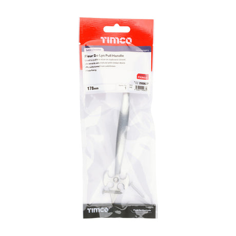 This is an image of Timco - Fleur De Lys Pull Handle - Satin Chrome 178mm (1 Each TIMpac) 200062P