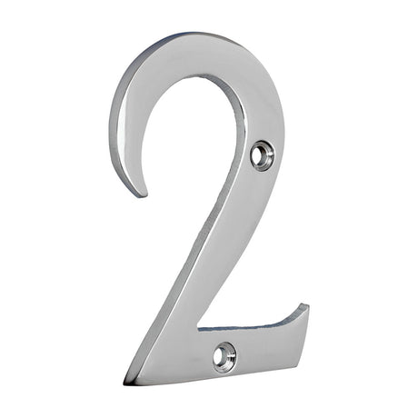 This is an image of Timco - Door Numeral 2 - Polished Chrome 76mm (1 Each TIMpac) 200081P