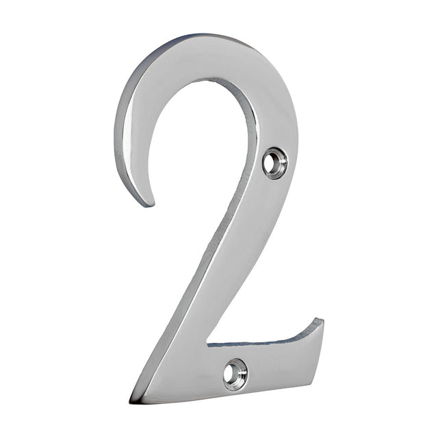 This is an image of Timco - Door Numeral 2 - Polished Chrome 76mm (1 Each TIMpac) 200081P
