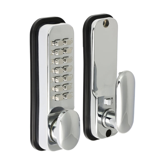 This is an image of Timco - Push Button Digital Lock - Polished Chrome 142 x 41 (1 Each Box) 200086