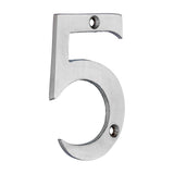 This is an image of Timco - Door Numeral 5 - Satin Chrome 75mm (1 Each TIMpac) 200097P