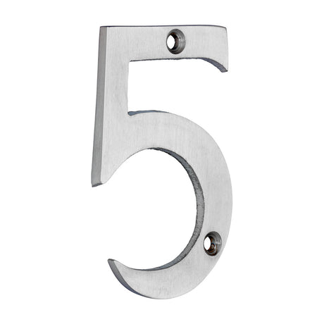 This is an image of Timco - Door Numeral 5 - Satin Chrome 75mm (1 Each Bag) 200097