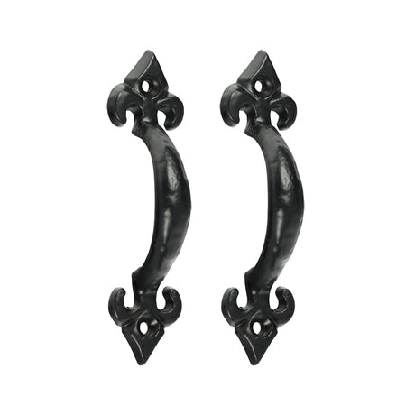 This is an image of Timco - Fleur De Lys Pull Handle - Antique Black 4" (1 Each Bag) 200131