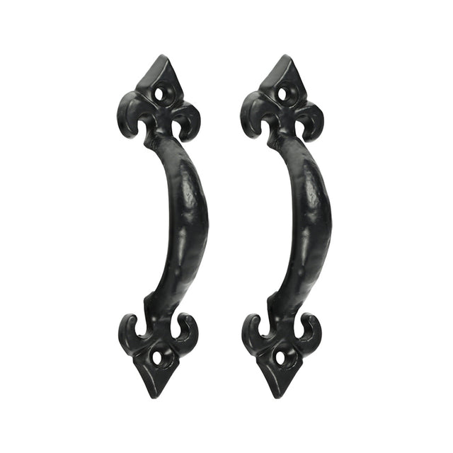 This is an image of Timco - Fleur De Lys Pull Handle - Antique Black 4" (1 Each Bag) 200131