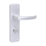This is an image of Timco - Contractors Lever Bathroom|Privacy Handles - Satin Anodised Aluminium 154 x 40 (2 Pieces Bag) 200146BX