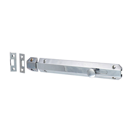 This is an image of Timco - Architectural Flat Section Bolt - Polished Chrome 210 x 35mm (1 Each Bag) 200191
