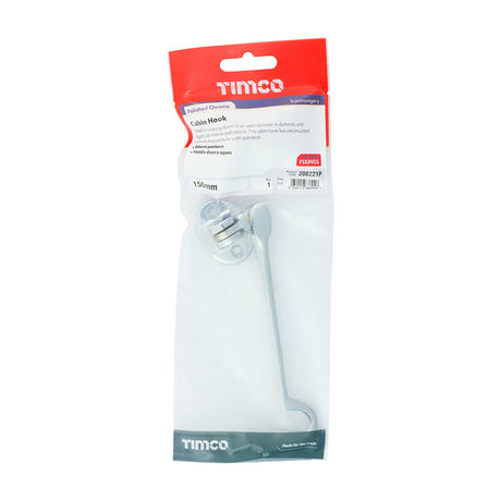 This is an image of Timco - Cabin Hook - Polished Chrome 150mm (1 Each TIMpac) 200221P