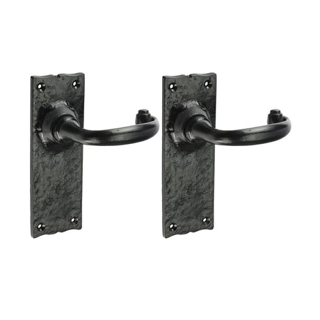 This is an image of Timco - Traditional Lever Latch Handles - Antique Black 155 x 54 (1 Pairs Box) 200232