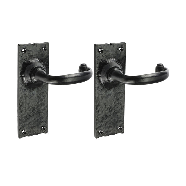 This is an image of Timco - Traditional Lever Latch Handles - Antique Black 155 x 54 (1 Pairs Box) 200232