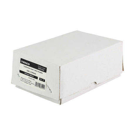 This is an image of Timco - Traditional Lever Latch Handles - Antique Black 155 x 54 (1 Pairs Box) 200232