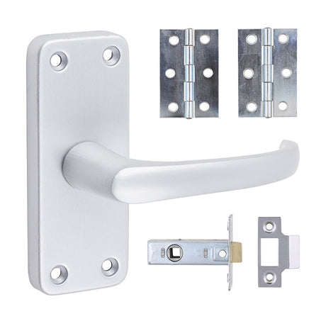 This is an image of Timco - Contractors Lever Latch Door Pack - Satin Anodised Aluminium 103 x 40 (1 Pairs Box) 200235