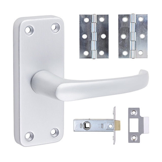 This is an image of Timco - Contractors Lever Latch Door Pack - Satin Anodised Aluminium 103 x 40 (1 Pairs Box) 200235
