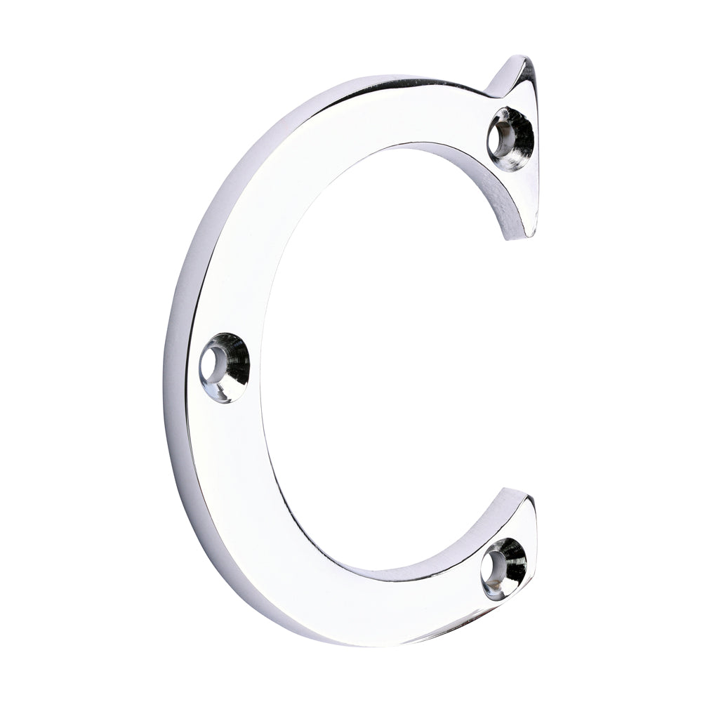 This is an image of Timco - Door Letter C - Polished Chrome 65mm (1 Each TIMpac) 200303P