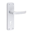 This is an image of Timco - Contractors Lever Lock Handles - Satin Anodised Aluminium 154 x 40 (2 Pieces Bag) 200304BX