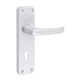 This is an image of Timco - Contractors Lever Lock Handles - Satin Anodised Aluminium 154 x 40 (2 Pieces Bag) 200304BX
