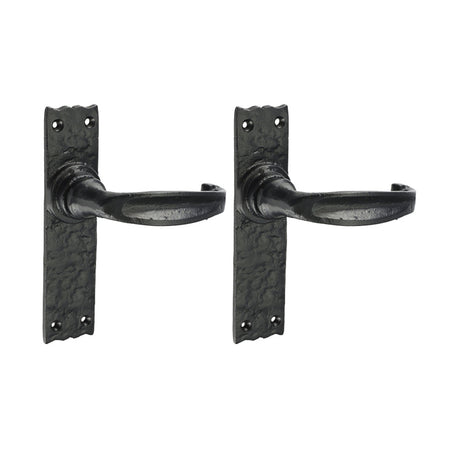 This is an image of Timco - Narrow Style Lever Latch Handles - Antique Black 155 x 37 (1 Pairs Box) 200314