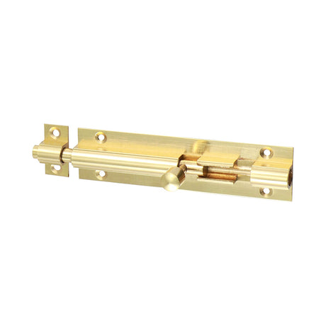 This is an image of Timco - Straight Barrel Bolt - Polished Brass 100 x 25mm (1 Each Bag) 200328