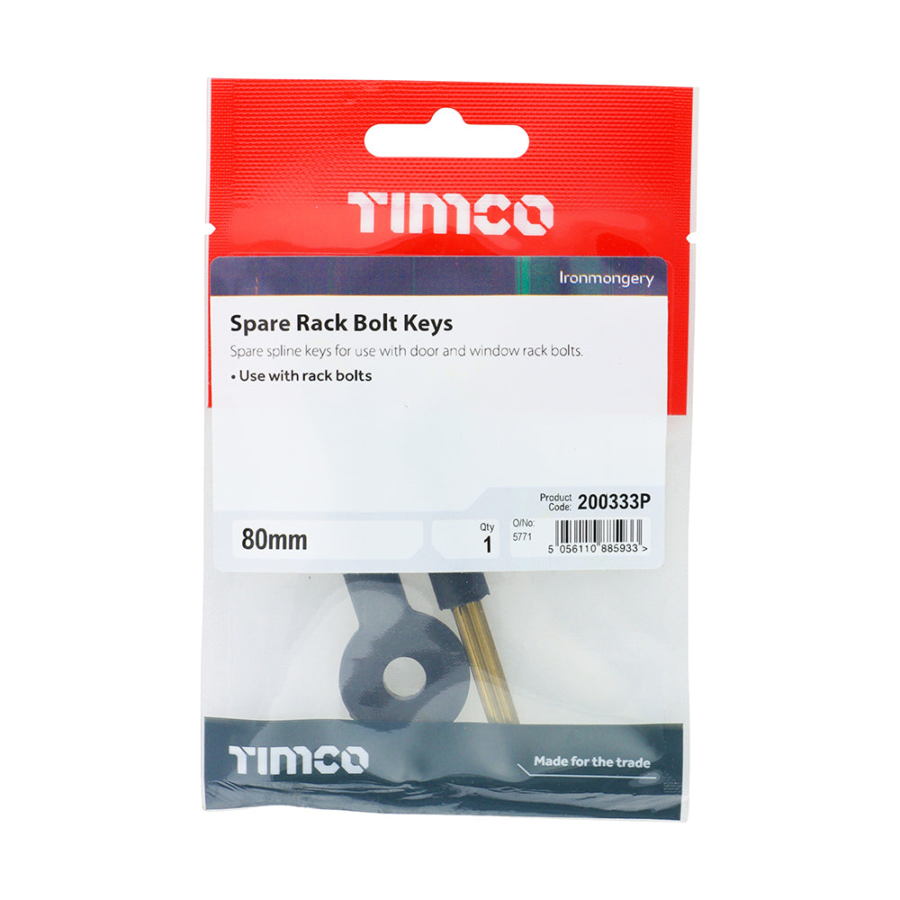 This is an image of Timco - Spare Rack Bolt Keys 80mm (2 Pieces TIMpac) 200333P