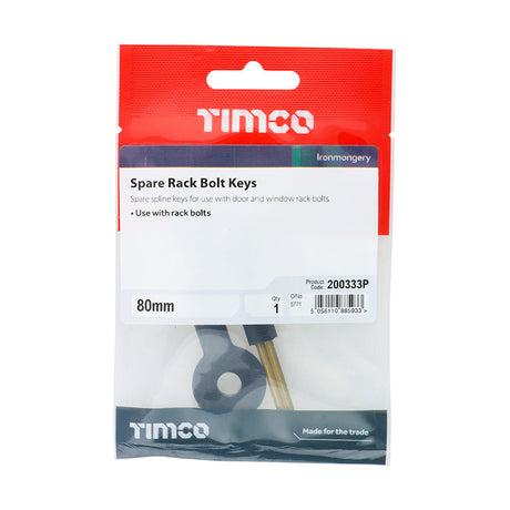 This is an image of Timco - Spare Rack Bolt Keys 80mm (2 Pieces TIMpac) 200333P