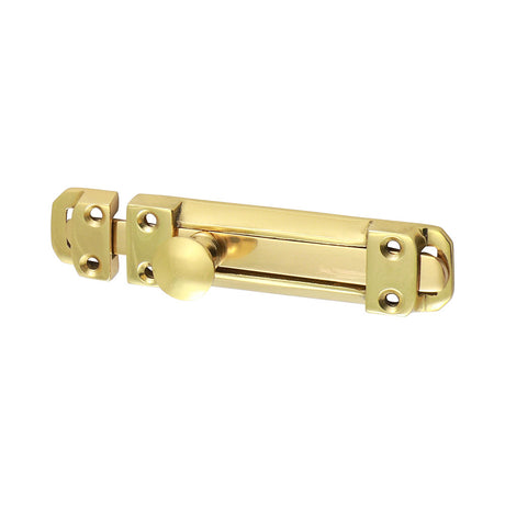 This is an image of Timco - Contract Flat Section Bolt - Polished Brass 110 x 25mm (1 Each TIMpac) 200336P