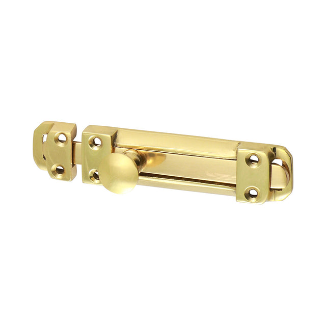This is an image of Timco - Contract Flat Section Bolt - Polished Brass 110 x 25mm (1 Each Bag) 200336