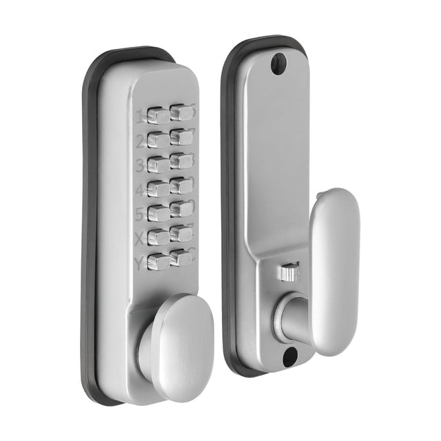 This is an image of Timco - Push Button Digital Lock - Satin Chrome 142 x 41 (1 Each Box) 200344