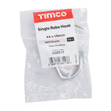 This is an image of Timco - Single Robe Hook - Satin Chrome 44 x 18mm (1 Each Bag) 200347