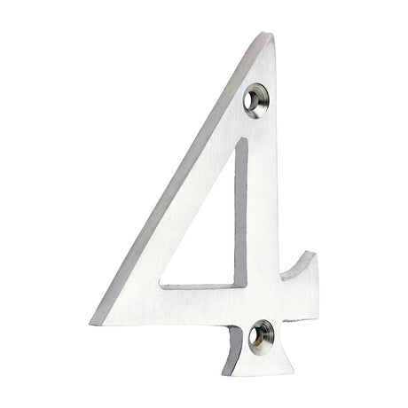 This is an image of Timco - Door Numeral 4 - Satin Chrome 75mm (1 Each TIMpac) 200366P