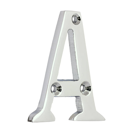 This is an image of Timco - Door Letter A - Polished Chrome 60mm (1 Each TIMpac) 200370P