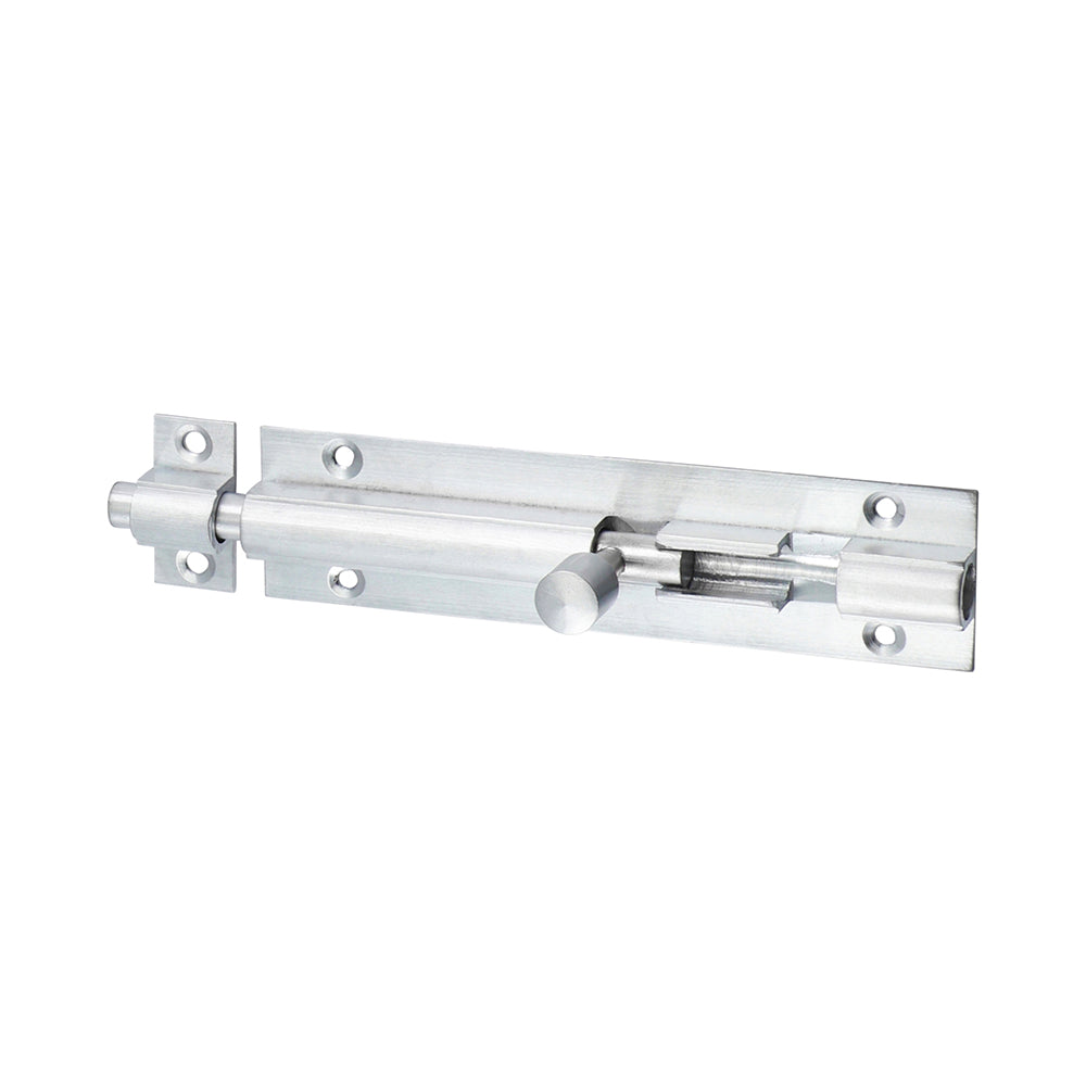 This is an image of Timco - Straight Barrel Bolt - Satin Chrome 100 x 25mm (1 Each Bag) 200379
