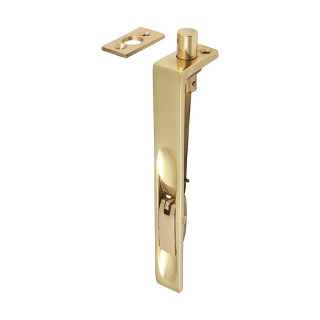 This is an image of Timco - Lever Action Flush Bolt - Polished Brass 150 x 19mm (1 Each Bag) 200393
