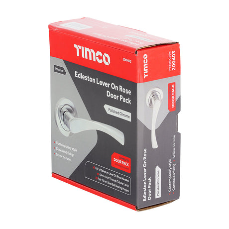 This is an image of Timco - Edleston Lever On Rose Door Pack - Polished Chrome Mixed (1 Each Box) 200403