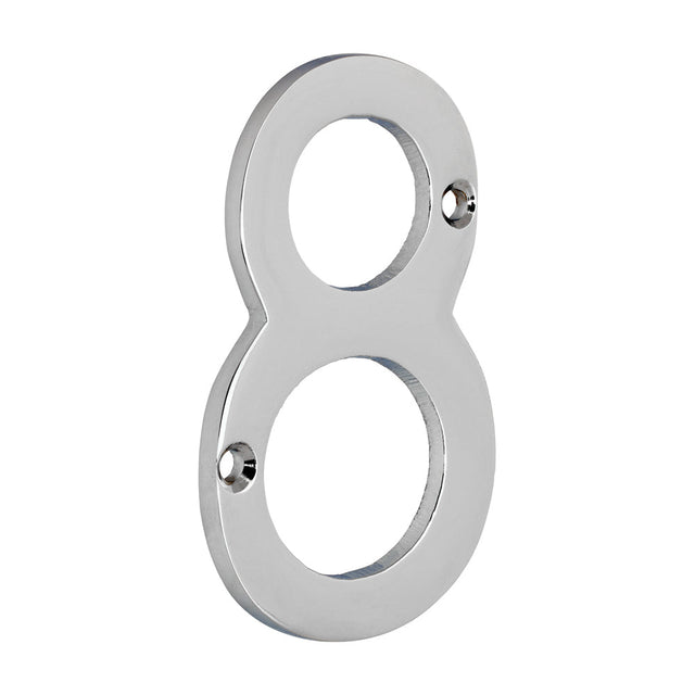 This is an image of Timco - Door Numeral 8 - Polished Chrome 75mm (1 Each TIMpac) 200409P