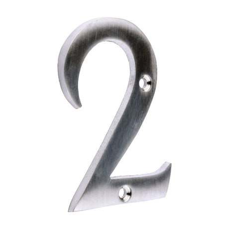 This is an image of Timco - Door Numeral 2 - Satin Chrome 76mm (1 Each TIMpac) 200411P