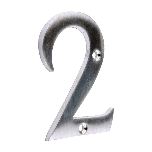 This is an image of Timco - Door Numeral 2 - Satin Chrome 76mm (1 Each Bag) 200411