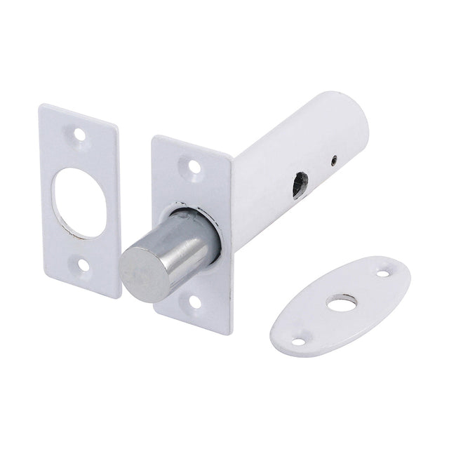This is an image of Timco - Door Rack Bolts - White 60mm (2 Pieces Bag) 200456