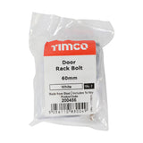 This is an image of Timco - Door Rack Bolts - White 60mm (2 Pieces Bag) 200456