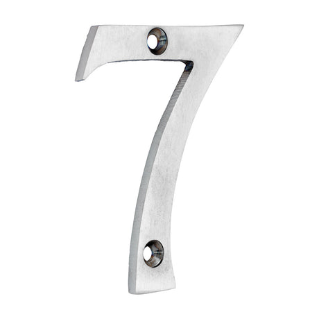 This is an image of Timco - Door Numeral 7 - Satin Chrome 75mm (1 Each Bag) 200486